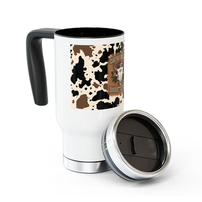 Cowgirl Travel Mug, Stainless Steel Travel Coffee Tumbler, Perfect Gift for Cowgirls, Camping Mug, Western Style Drinkware