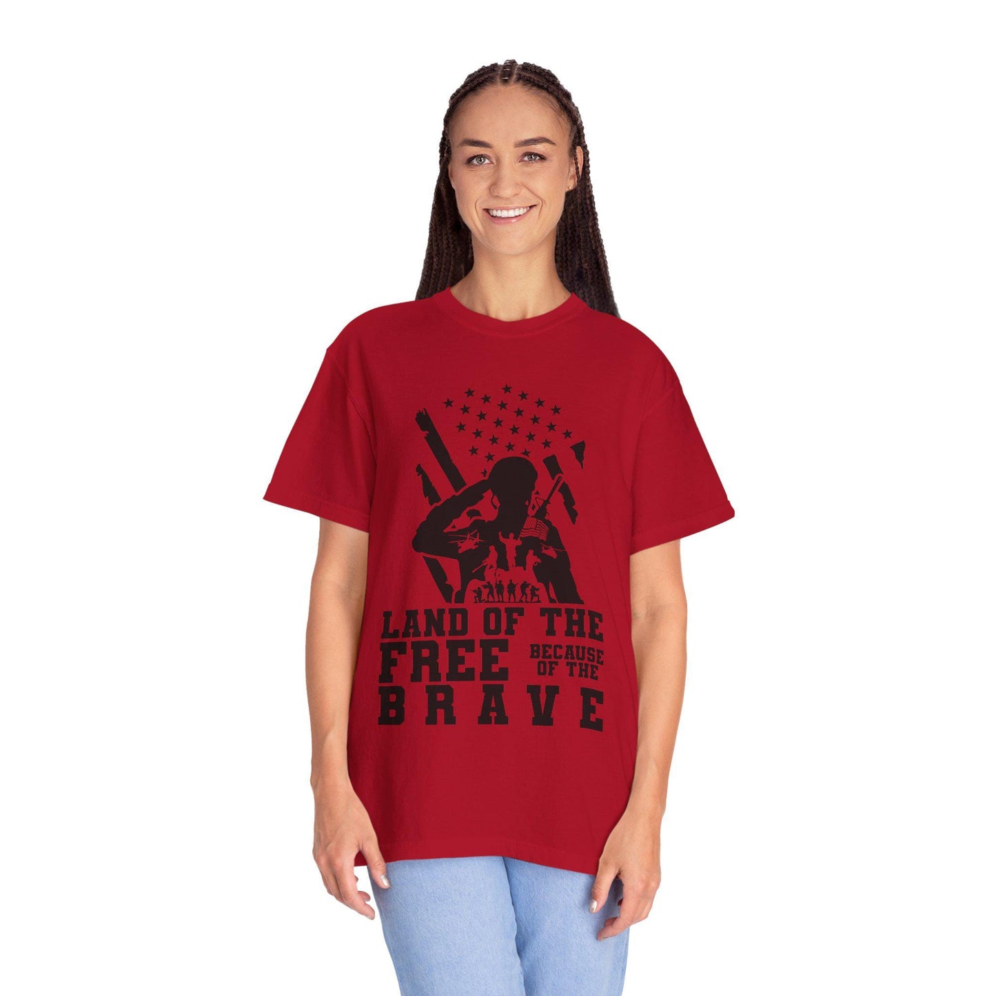 Patriotic Soldier Tribute T-shirt - Land of the Free, Brave Graphic Tee, Veterans Day Gift, Military Pride Apparel