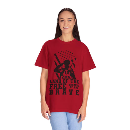 Patriotic Soldier Tribute T-shirt - Land of the Free, Brave Graphic Tee, Veterans Day Gift, Military Pride Apparel