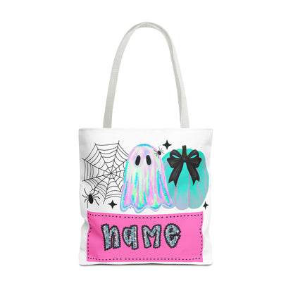Personalized Ghostly Tote Bag for Halloween, Cute Halloween Gift, Spooky Tote, Trick or Treat Bag, Custom Name Bag, Fall Fashion
