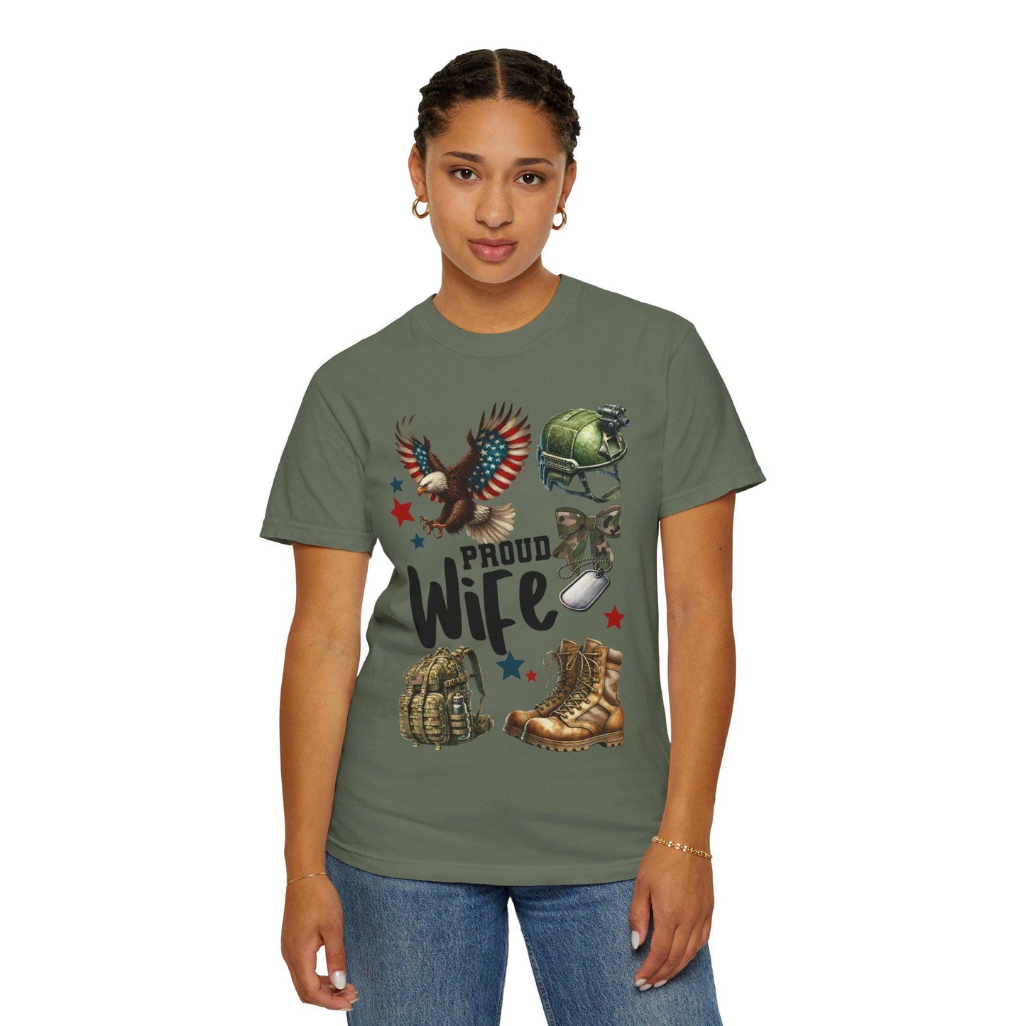Proud Wife Military T-Shirt, Unisex Tee for Veterans, Gift for Military Spouses, Casual Look, Army Wife Apparel
