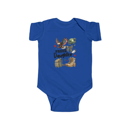 Proud Daughter Infant Bodysuit, Cute Baby Outfit, Gifts for Military Families, Baby Shower Gift, 4th of July Clothes