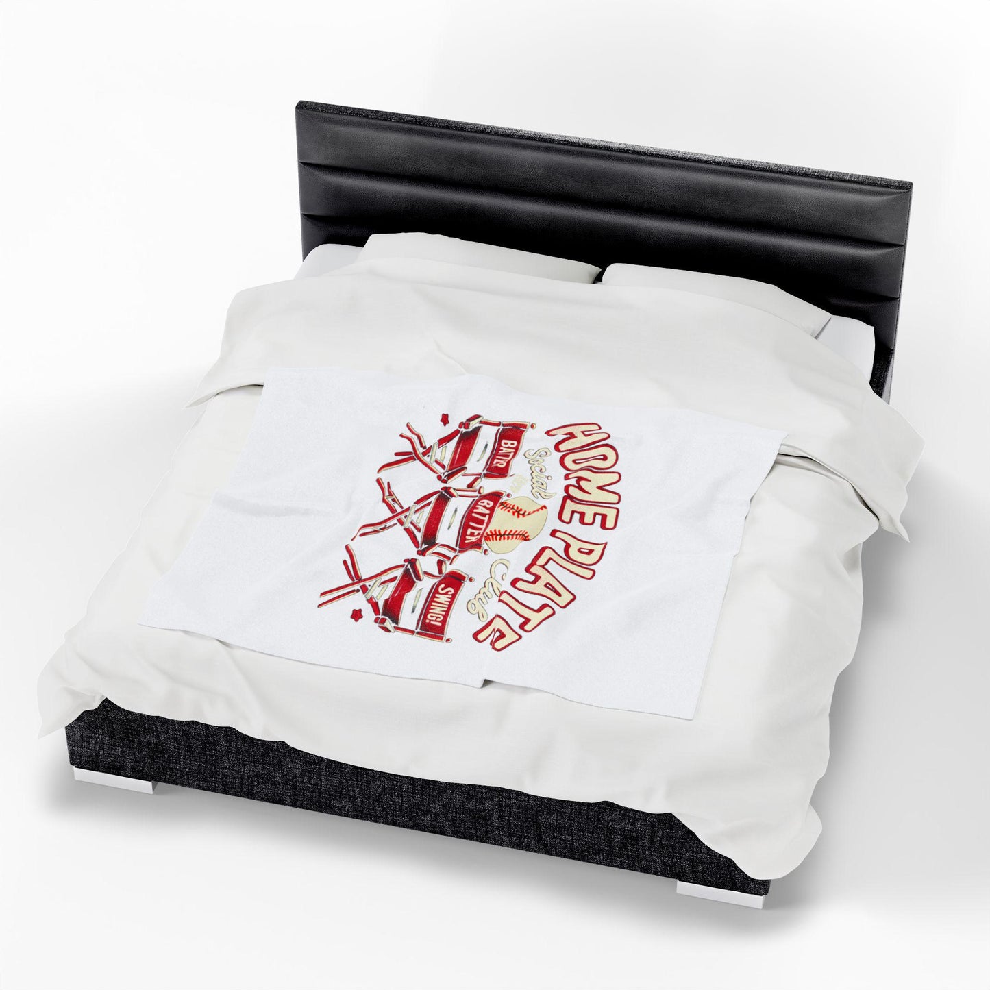 Home Plate Social Club Plush Blanket, Cozy Baseball Throw, Perfect for Game Days, Sports Fans Gift, Warm & Soft Decor