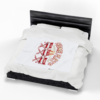 Home Plate Social Club Plush Blanket, Cozy Baseball Throw, Perfect for Game Days, Sports Fans Gift, Warm & Soft Decor