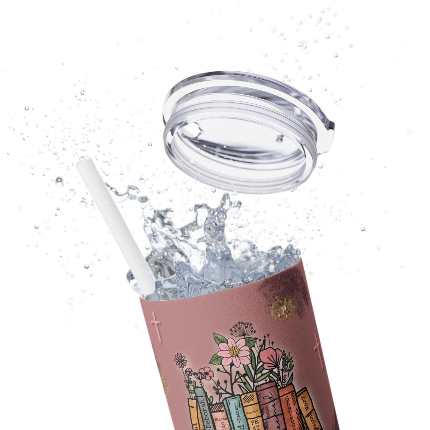 Inspirational 20oz Skinny Tumbler with Straw - Women of the Bible Design, Christian Gift, Book Lover's Cup, Faith-based Drinkware, Bible