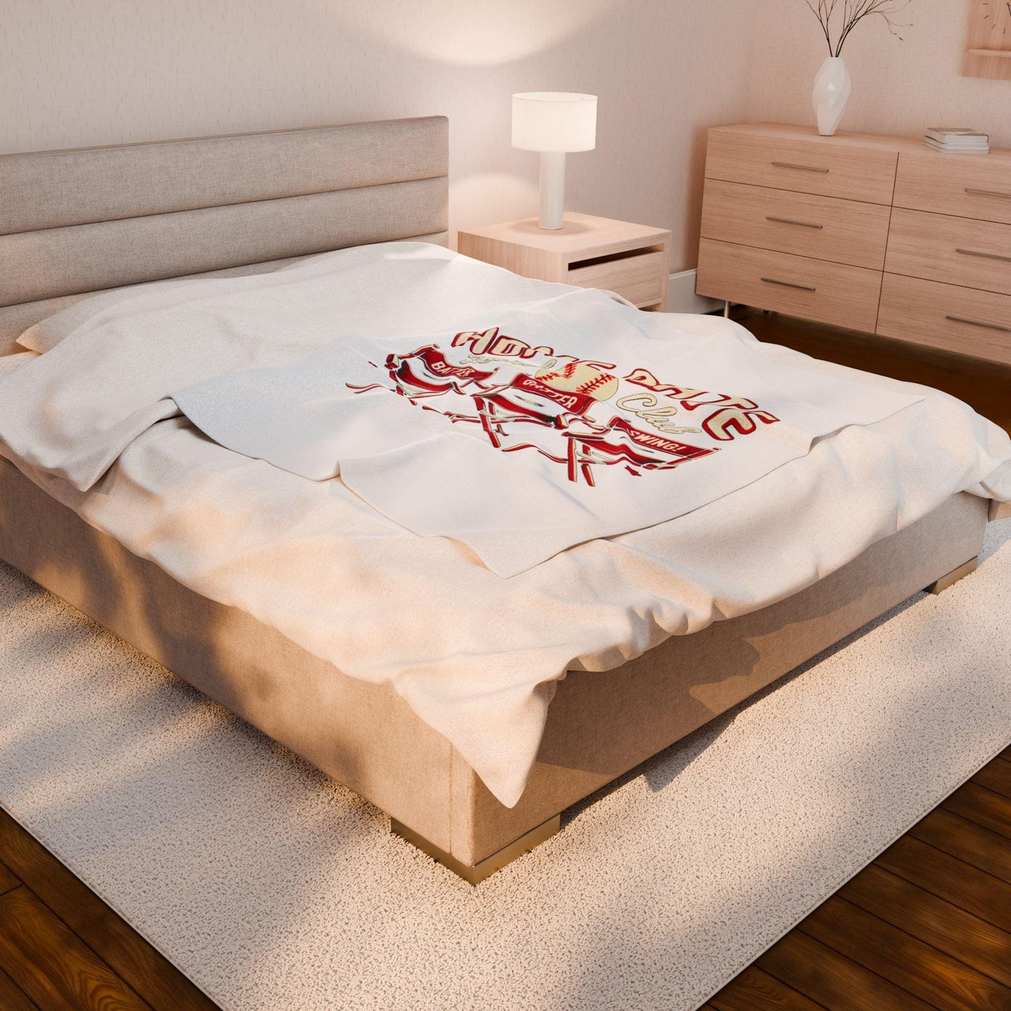 Home Plate Social Club Plush Blanket, Cozy Baseball Throw, Perfect for Game Days, Sports Fans Gift, Warm & Soft Decor