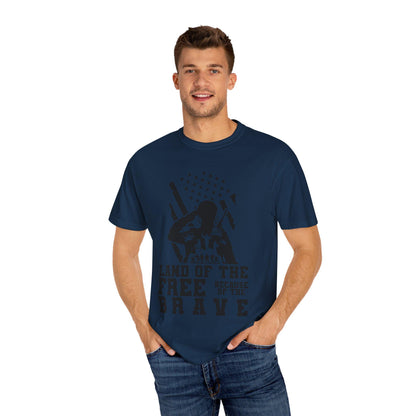 Patriotic Soldier Tribute T-shirt - Land of the Free, Brave Graphic Tee, Veterans Day Gift, Military Pride Apparel