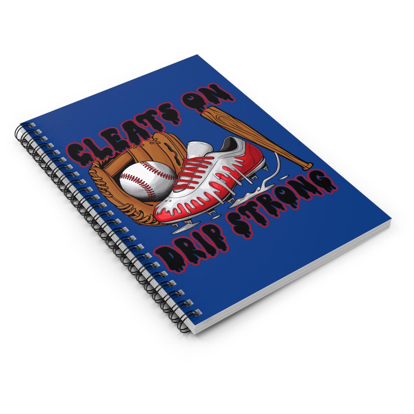 Sporty Spiral Notebook - Cleats On Drip Strong, Baseball Journal, Athlete Gift, Back to School, Sports Planner, Creative Writing Book