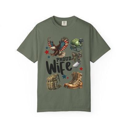 Proud Wife Military T-Shirt, Unisex Tee for Veterans, Gift for Military Spouses, Casual Look, Army Wife Apparel