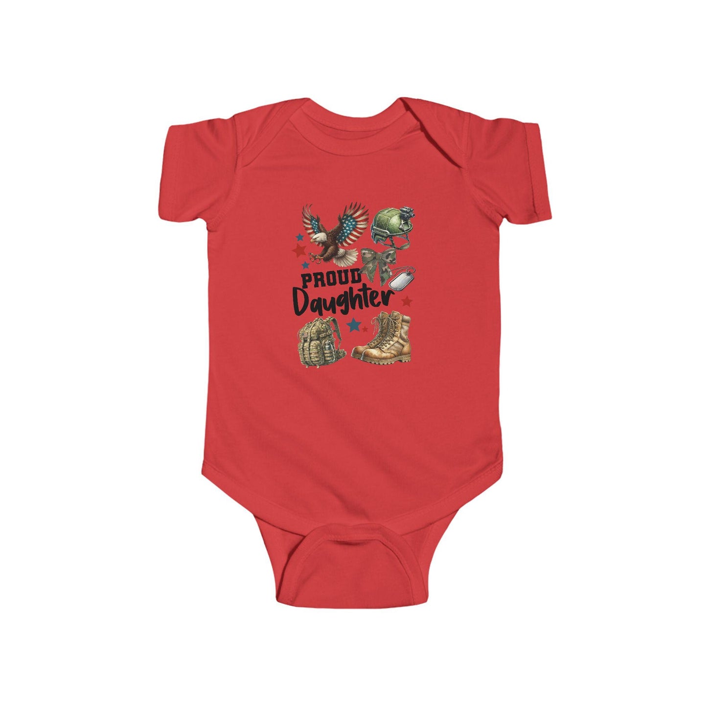 Proud Daughter Infant Bodysuit, Cute Baby Outfit, Gifts for Military Families, Baby Shower Gift, 4th of July Clothes