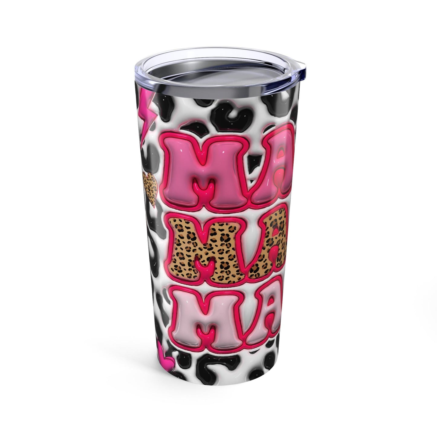 Trendy 20oz Tumbler with MAMA Pink Leopard Print Design, Cute Animal Print Travel Mug, Perfect for Gifts, Summer Parties, and Everyday Use