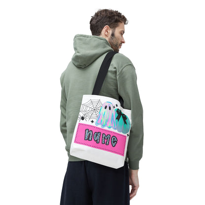 Personalized Ghostly Tote Bag for Halloween, Cute Halloween Gift, Spooky Tote, Trick or Treat Bag, Custom Name Bag, Fall Fashion
