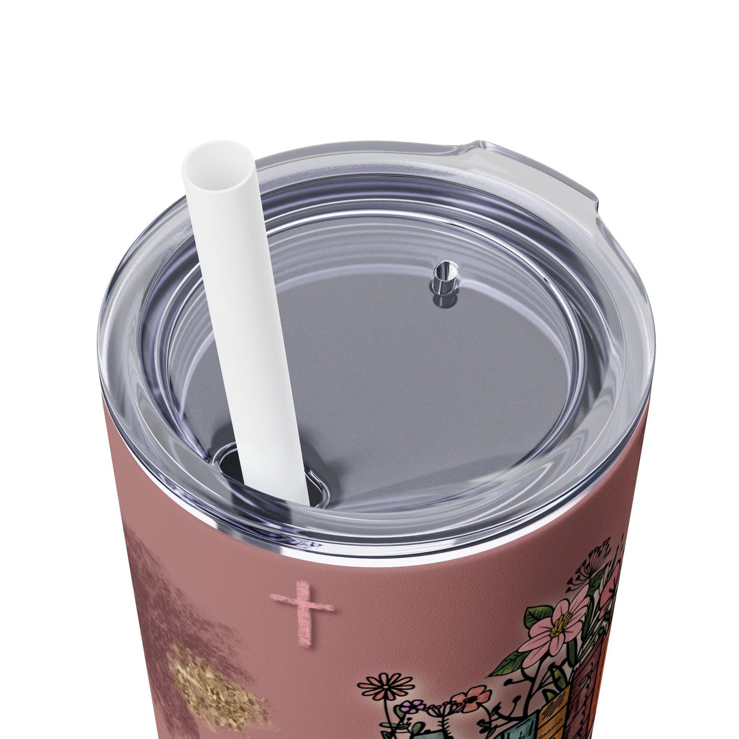 Inspirational 20oz Skinny Tumbler with Straw - Women of the Bible Design, Christian Gift, Book Lover's Cup, Faith-based Drinkware, Bible