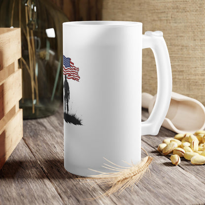 Patriotic Frosted Glass Beer Mug - Perfect for Veterans Day, Memorial Day, Independence Day, Gifts for Him, Beer Lovers