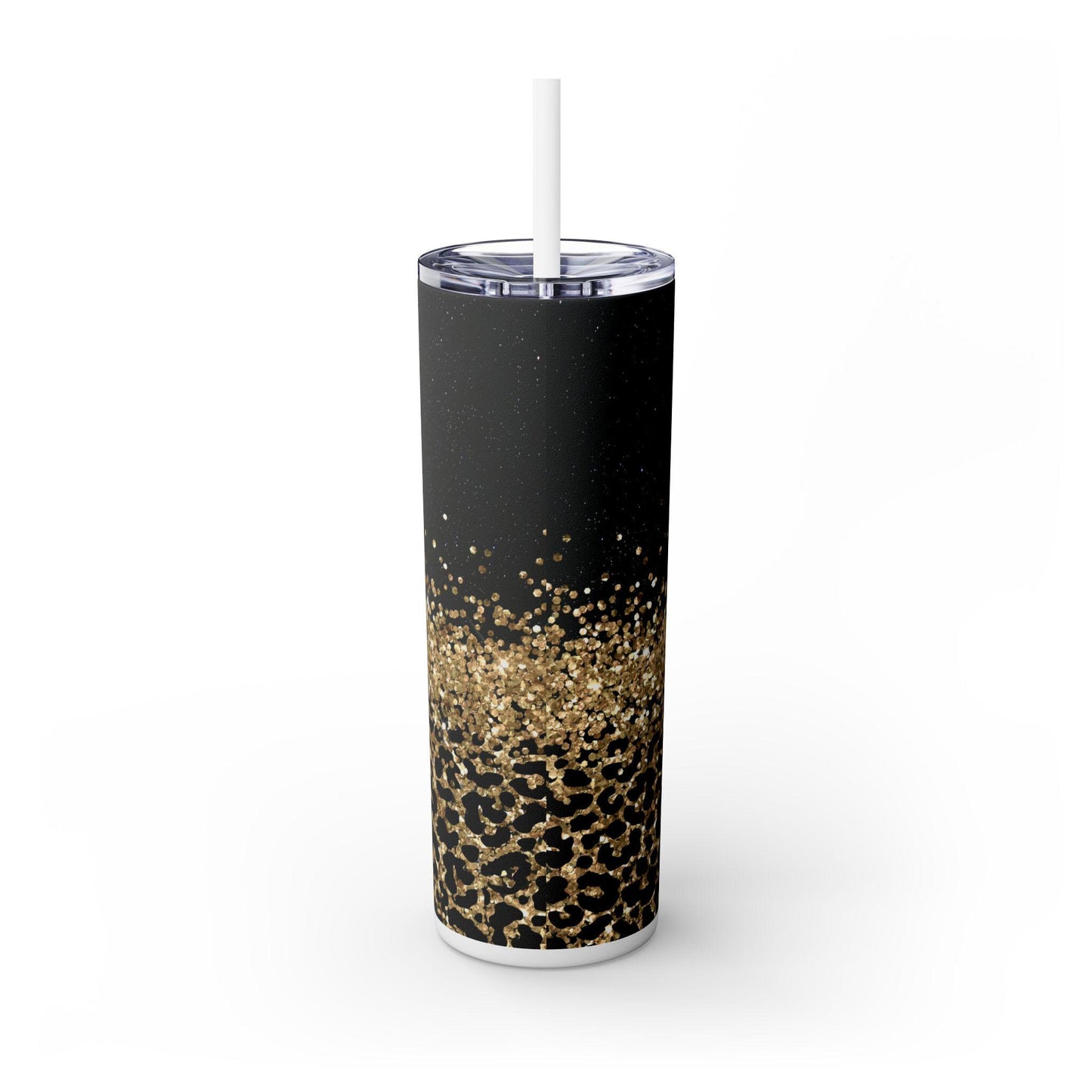 Glamorous Skinny Tumbler, Just Breathe Inspirational Travel Cup, Stylish Leopard Print, Gift for Her, Motivational Drinkware