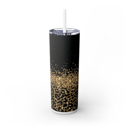 Glamorous Skinny Tumbler, Just Breathe Inspirational Travel Cup, Stylish Leopard Print, Gift for Her, Motivational Drinkware
