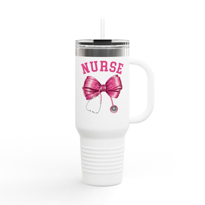 Nurse Insulated Travel Mug, 40oz - Perfect for Nurses, Gift for Healthcare Workers, Hot & Cold Drink Tumbler, Travel Mug with Straw