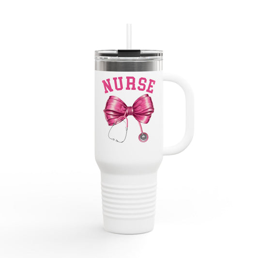 Nurse Insulated Travel Mug, 40oz - Perfect for Nurses, Gift for Healthcare Workers, Hot & Cold Drink Tumbler, Travel Mug with Straw