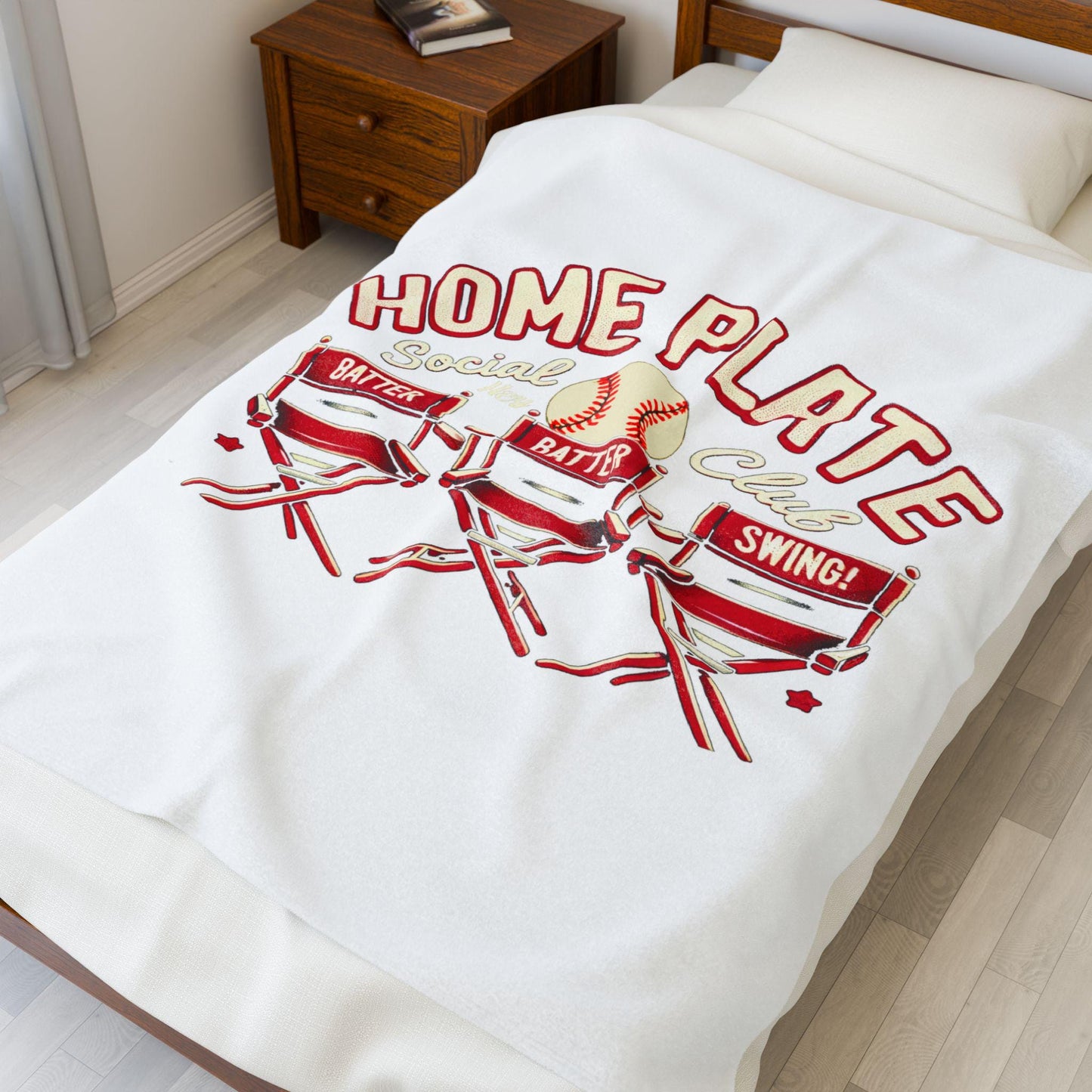 Home Plate Social Club Plush Blanket, Cozy Baseball Throw, Perfect for Game Days, Sports Fans Gift, Warm & Soft Decor