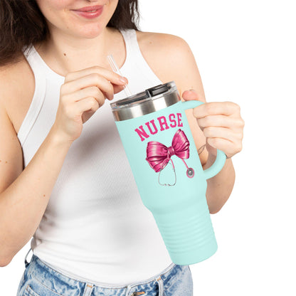 Nurse Insulated Travel Mug, 40oz - Perfect for Nurses, Gift for Healthcare Workers, Hot & Cold Drink Tumbler, Travel Mug with Straw