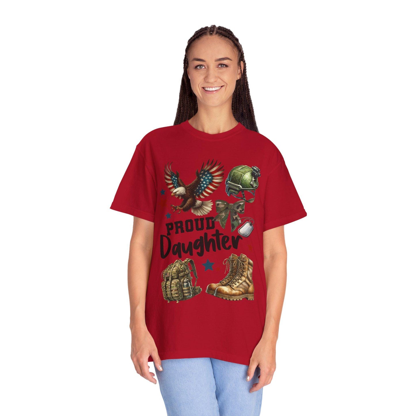 Proud Daughter T-shirt, Military Family Shirt, Support Our Troops Top, Veterans Day Gift, Unisex Garment-Dyed Tee