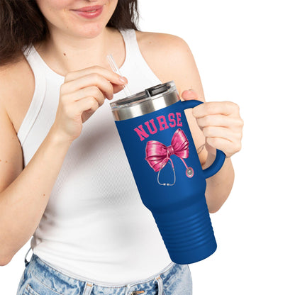 Nurse Insulated Travel Mug, 40oz - Perfect for Nurses, Gift for Healthcare Workers, Hot & Cold Drink Tumbler, Travel Mug with Straw