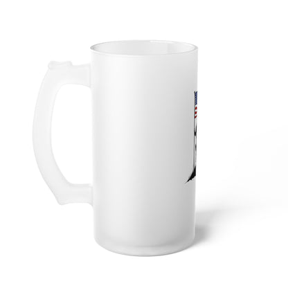 Patriotic Frosted Glass Beer Mug - Perfect for Veterans Day, Memorial Day, Independence Day, Gifts for Him, Beer Lovers