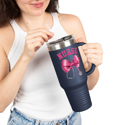 Nurse Insulated Travel Mug, 40oz - Perfect for Nurses, Gift for Healthcare Workers, Hot & Cold Drink Tumbler, Travel Mug with Straw