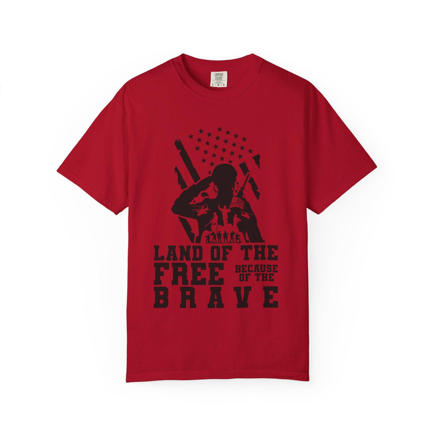 Patriotic Soldier Tribute T-shirt - Land of the Free, Brave Graphic Tee, Veterans Day Gift, Military Pride Apparel