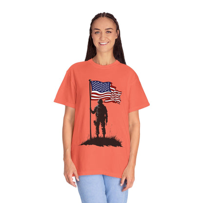 Patriotic Soldier T-Shirt - Unisex Casual Wear, Vintage Style Tee, Military Appreciation, Gift for Veterans, Independence Day