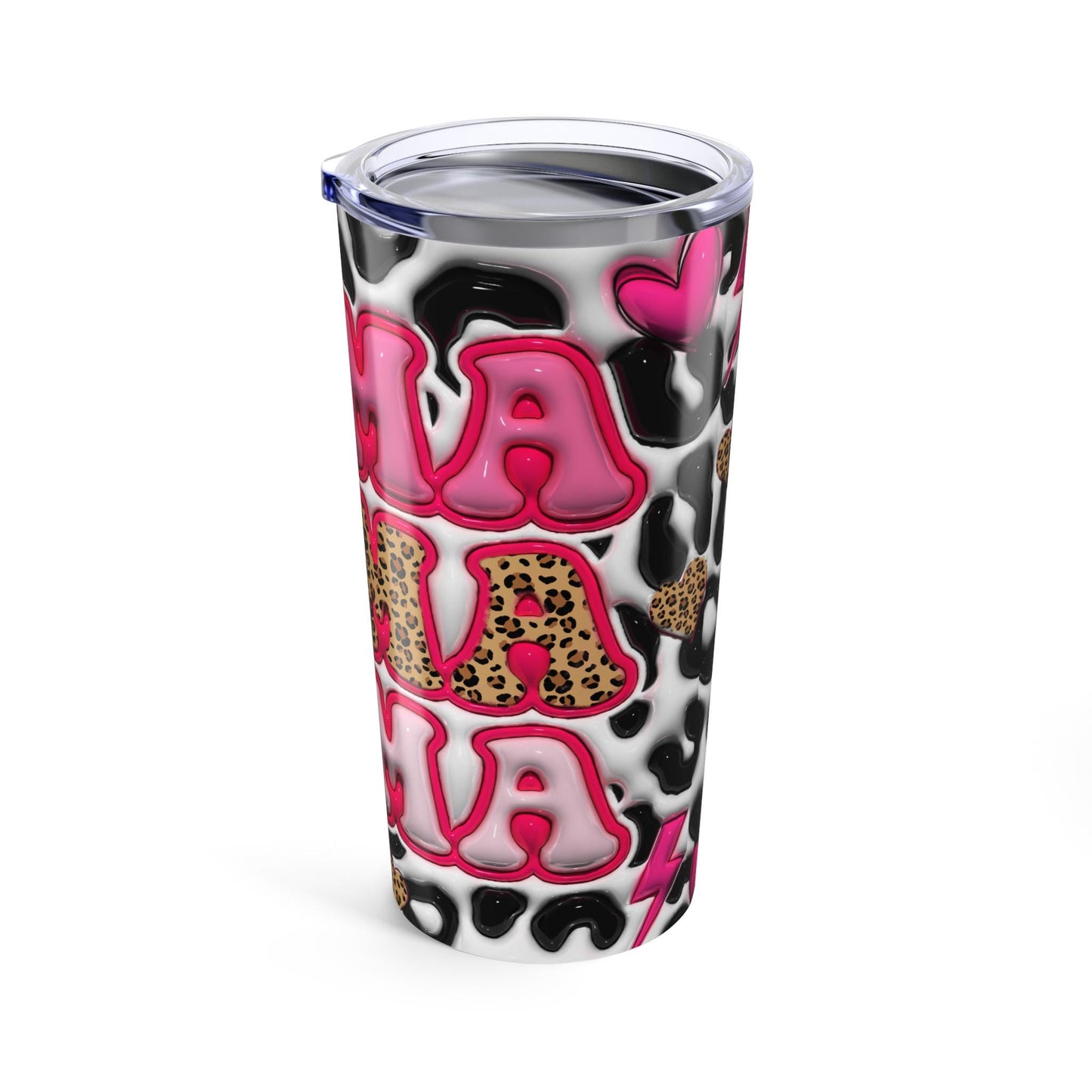 Trendy 20oz Tumbler with MAMA Pink Leopard Print Design, Cute Animal Print Travel Mug, Perfect for Gifts, Summer Parties, and Everyday Use