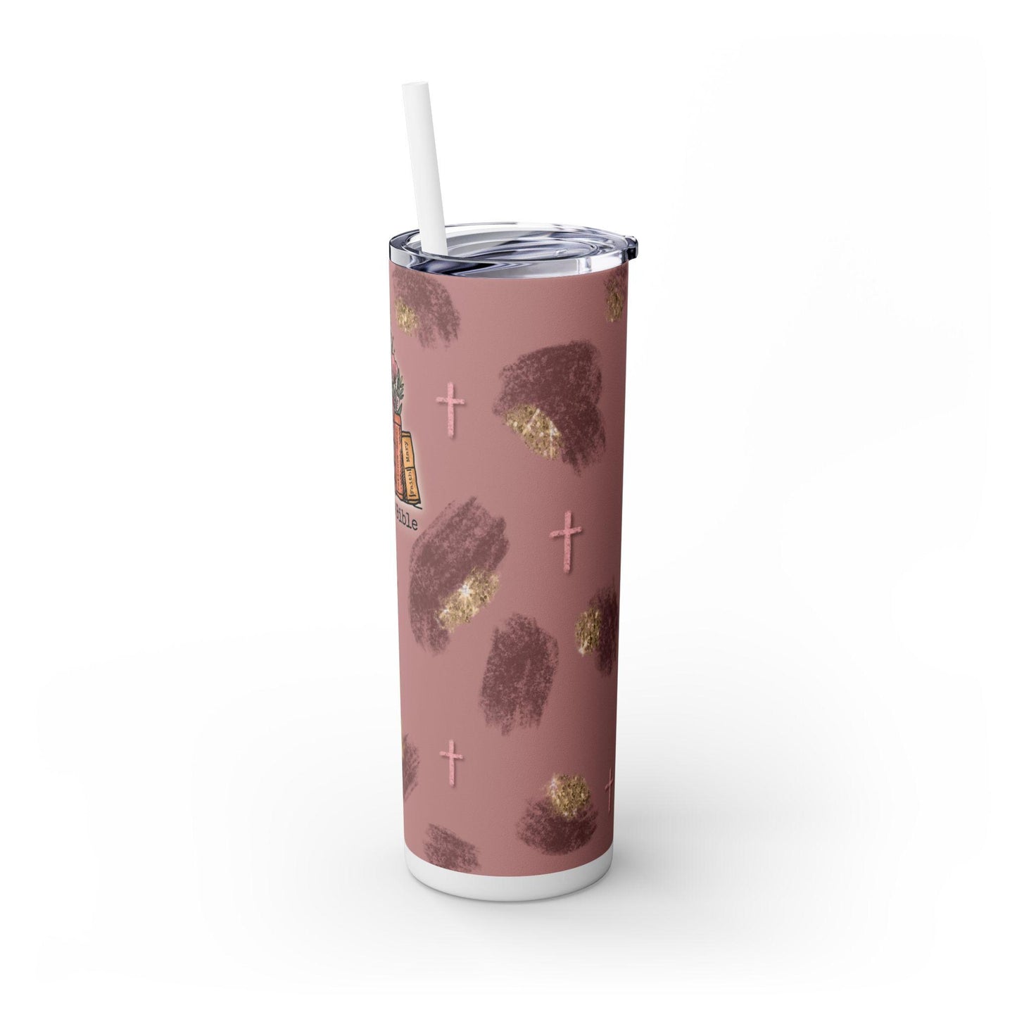 Inspirational 20oz Skinny Tumbler with Straw - Women of the Bible Design, Christian Gift, Book Lover's Cup, Faith-based Drinkware, Bible
