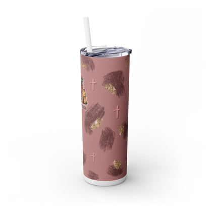 Inspirational 20oz Skinny Tumbler with Straw - Women of the Bible Design, Christian Gift, Book Lover's Cup, Faith-based Drinkware, Bible