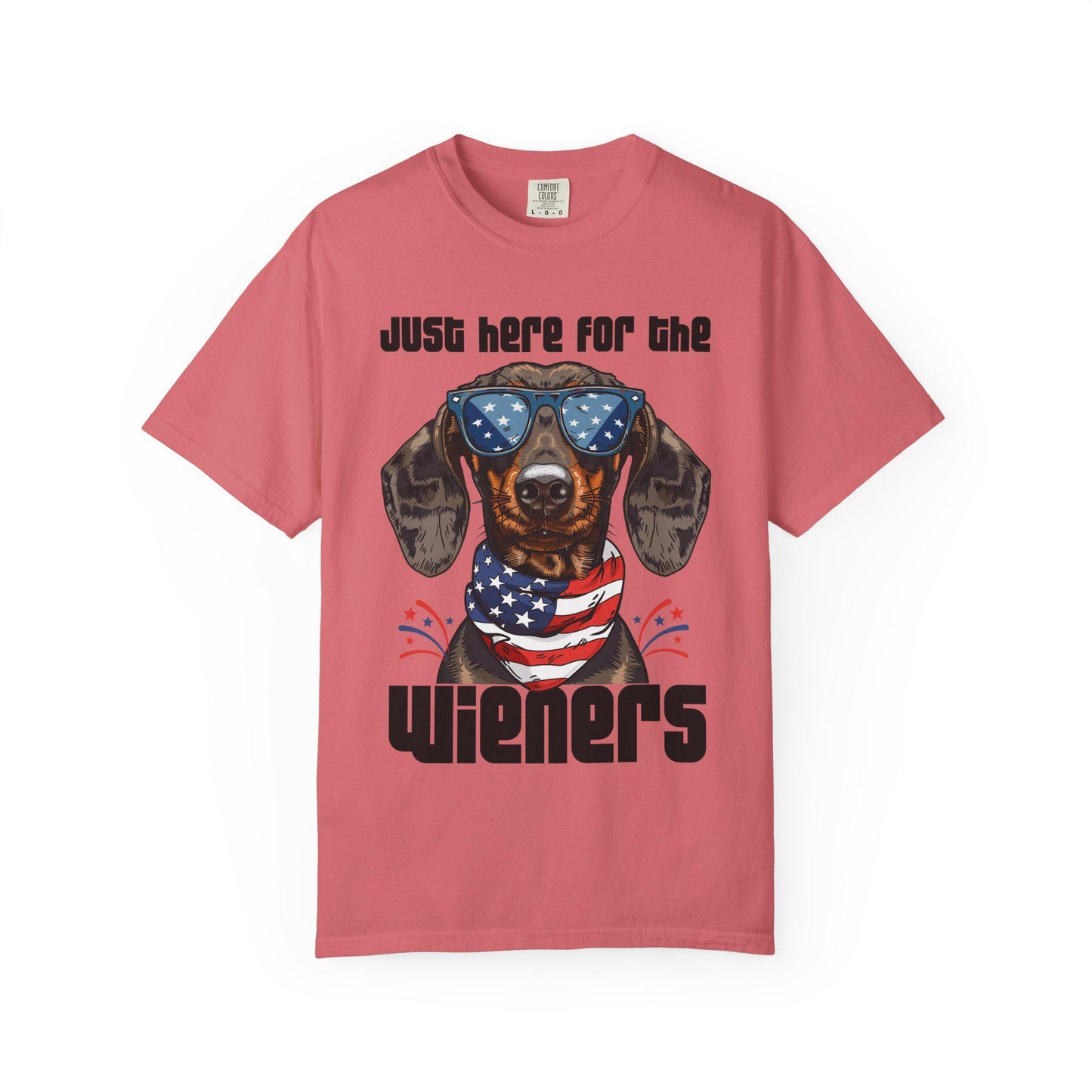 Patriotic Dog Lover T-Shirt, Just Here for the Wieners Tee, Summer BBQ Shirt, Pet Parenting Gift, Fun Dog Apparel