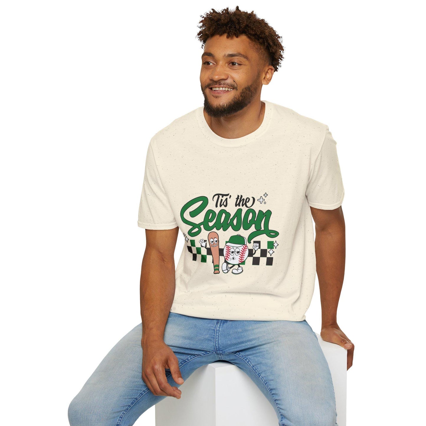 Tis the Baseball Season Unisex Softstyle T-Shirt, Holiday Tee, Festive Shirt, Gift for Christmas, Casualwear for Parties