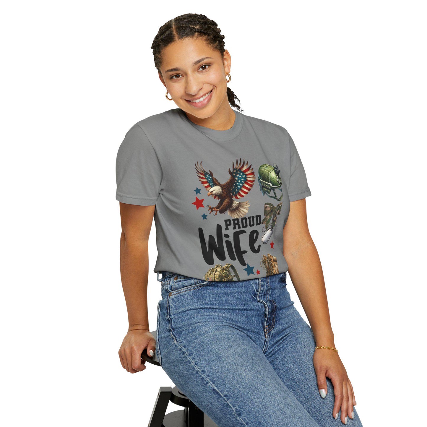 Proud Wife Military T-Shirt, Unisex Tee for Veterans, Gift for Military Spouses, Casual Look, Army Wife Apparel