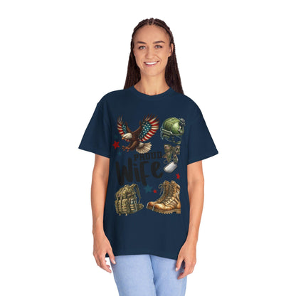 Proud Wife Military T-Shirt, Unisex Tee for Veterans, Gift for Military Spouses, Casual Look, Army Wife Apparel