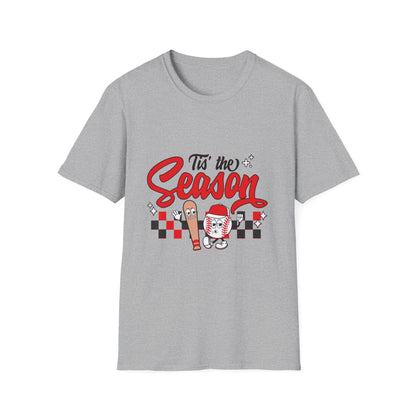 Tis the Season Graphic Baseball T-Shirt, Holiday Apparel, Gift for Baseball Lovers, Fun Seasonal Tee, Cute Graphic Shirt