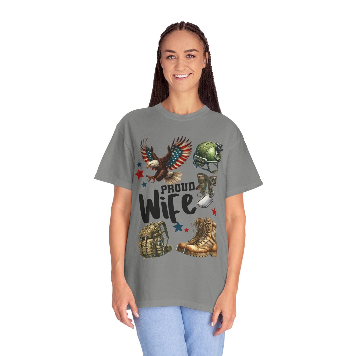 Proud Wife Military T-Shirt, Unisex Tee for Veterans, Gift for Military Spouses, Casual Look, Army Wife Apparel