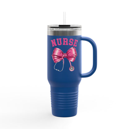 Nurse Insulated Travel Mug, 40oz - Perfect for Nurses, Gift for Healthcare Workers, Hot & Cold Drink Tumbler, Travel Mug with Straw
