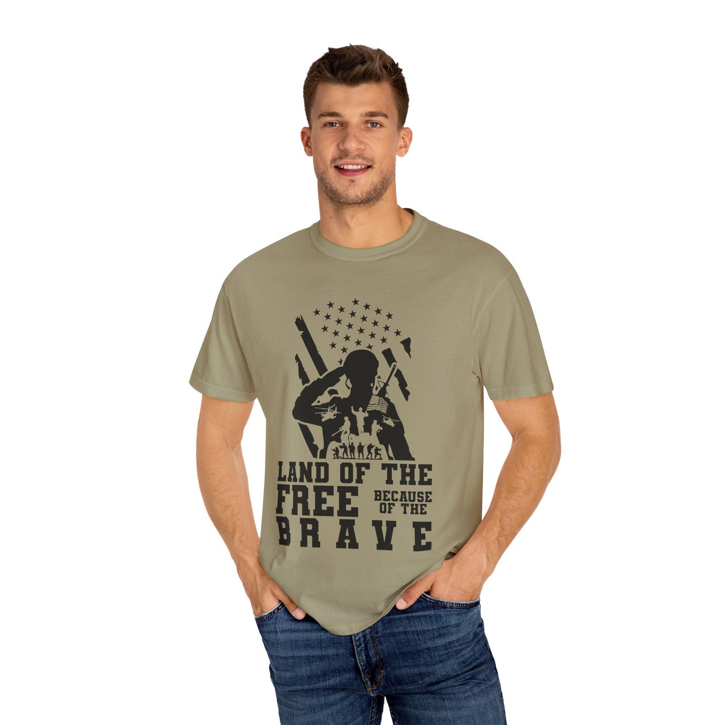 Patriotic Soldier Tribute T-shirt - Land of the Free, Brave Graphic Tee, Veterans Day Gift, Military Pride Apparel