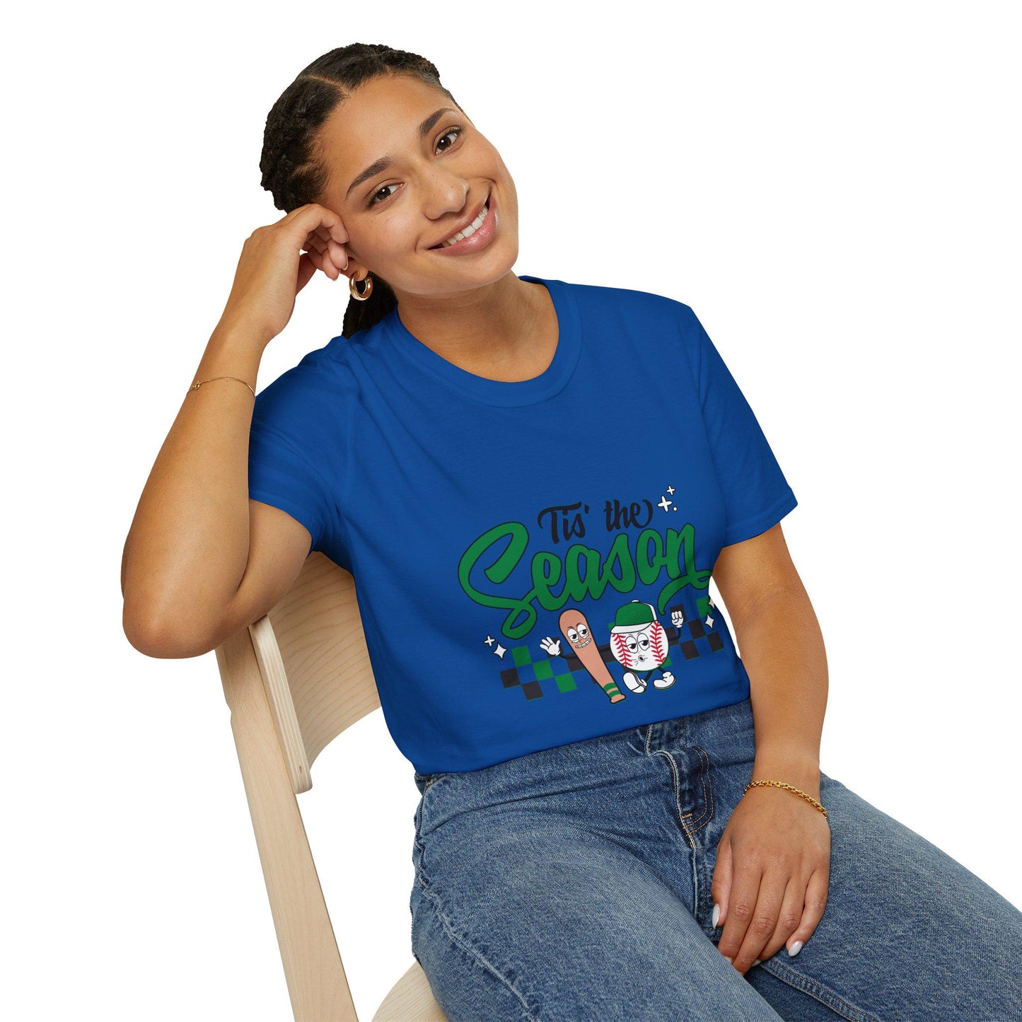 Tis the Baseball Season Unisex Softstyle T-Shirt, Holiday Tee, Festive Shirt, Gift for Christmas, Casualwear for Parties