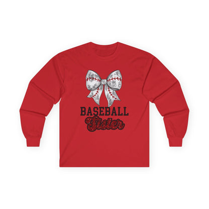 Baseball Sister Long Sleeve Tee, Sports Fan Shirt, Gift for Sister, Casual Wear, Birthday Gift, Soft Cotton Tee