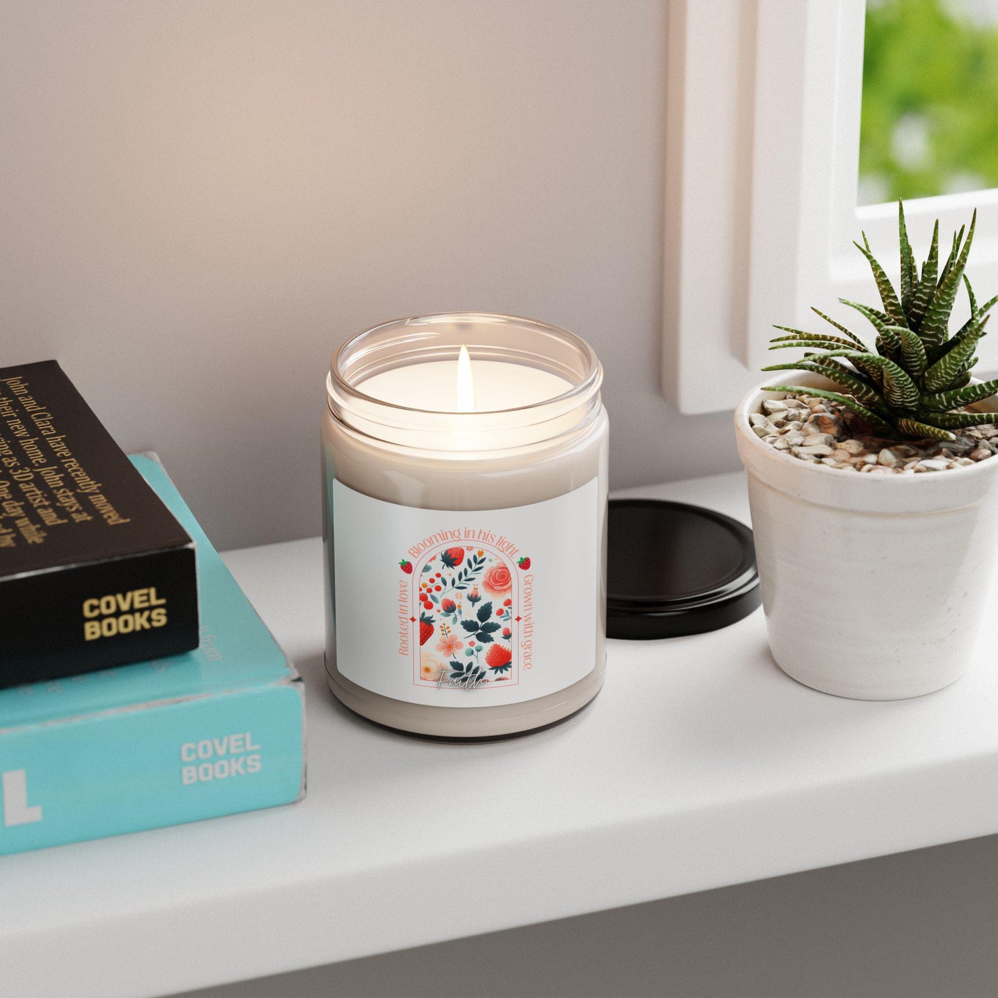 Scented Soy Candle - Faith, Blooming in Love, Gift for Her, Home Decor, Relaxation, Aromatherapy, Wedding Favors, Mother's Day, Graduation