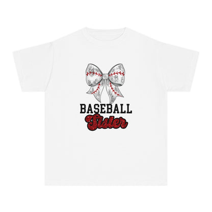 Baseball Sister Youth Midweight Tee, Cute Baseball Shirt, Youth Sports Tee, Gift for Young Athletes, Summer Baseball Wear, Team Spirit