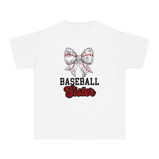 Baseball Sister Youth Midweight Tee, Cute Baseball Shirt, Youth Sports Tee, Gift for Young Athletes, Summer Baseball Wear, Team Spirit