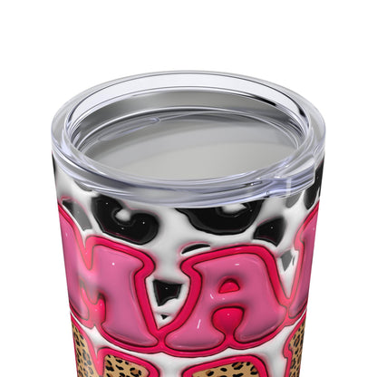 Trendy 20oz Tumbler with MAMA Pink Leopard Print Design, Cute Animal Print Travel Mug, Perfect for Gifts, Summer Parties, and Everyday Use