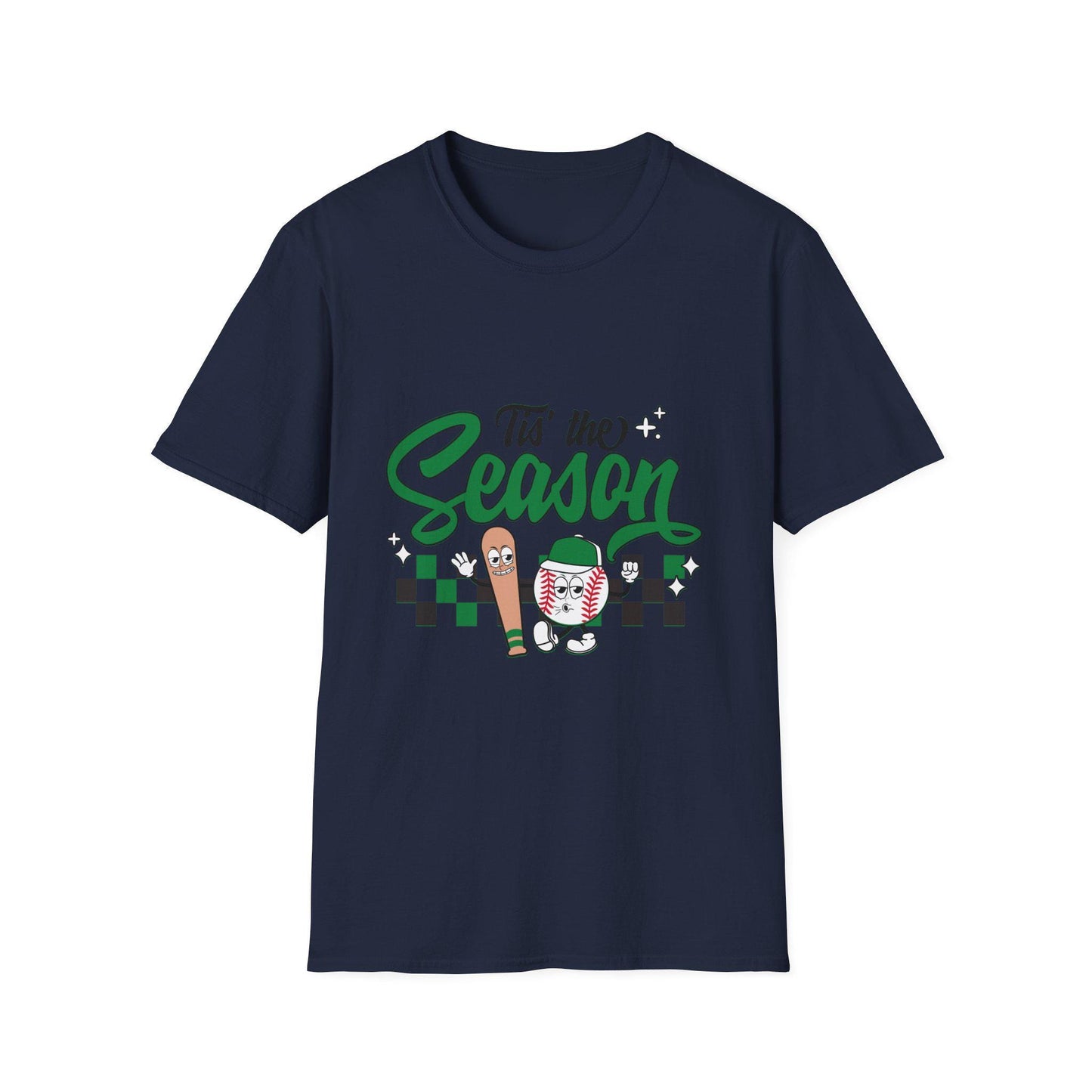 Tis the Baseball Season Unisex Softstyle T-Shirt, Holiday Tee, Festive Shirt, Gift for Christmas, Casualwear for Parties