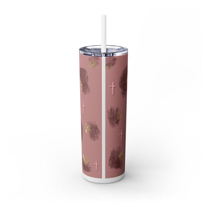 Inspirational 20oz Skinny Tumbler with Straw - Women of the Bible Design, Christian Gift, Book Lover's Cup, Faith-based Drinkware, Bible