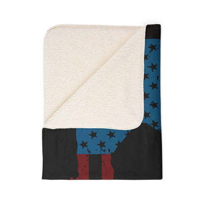 Patriotic Fleece Sherpa Blanket - Cozy Military Tribute Blanket, Outdoor Adventure Gift, American Flag Decor, Remembrance Day, Veterans Day